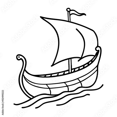  Viking Longship Vector Illustration Nordic Maritime Symbol