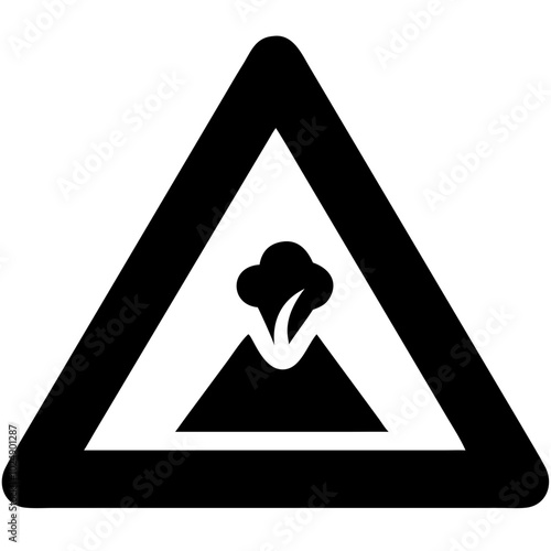  Volcano Eruption Warning Sign Vector for Safety and Hazard Alerts