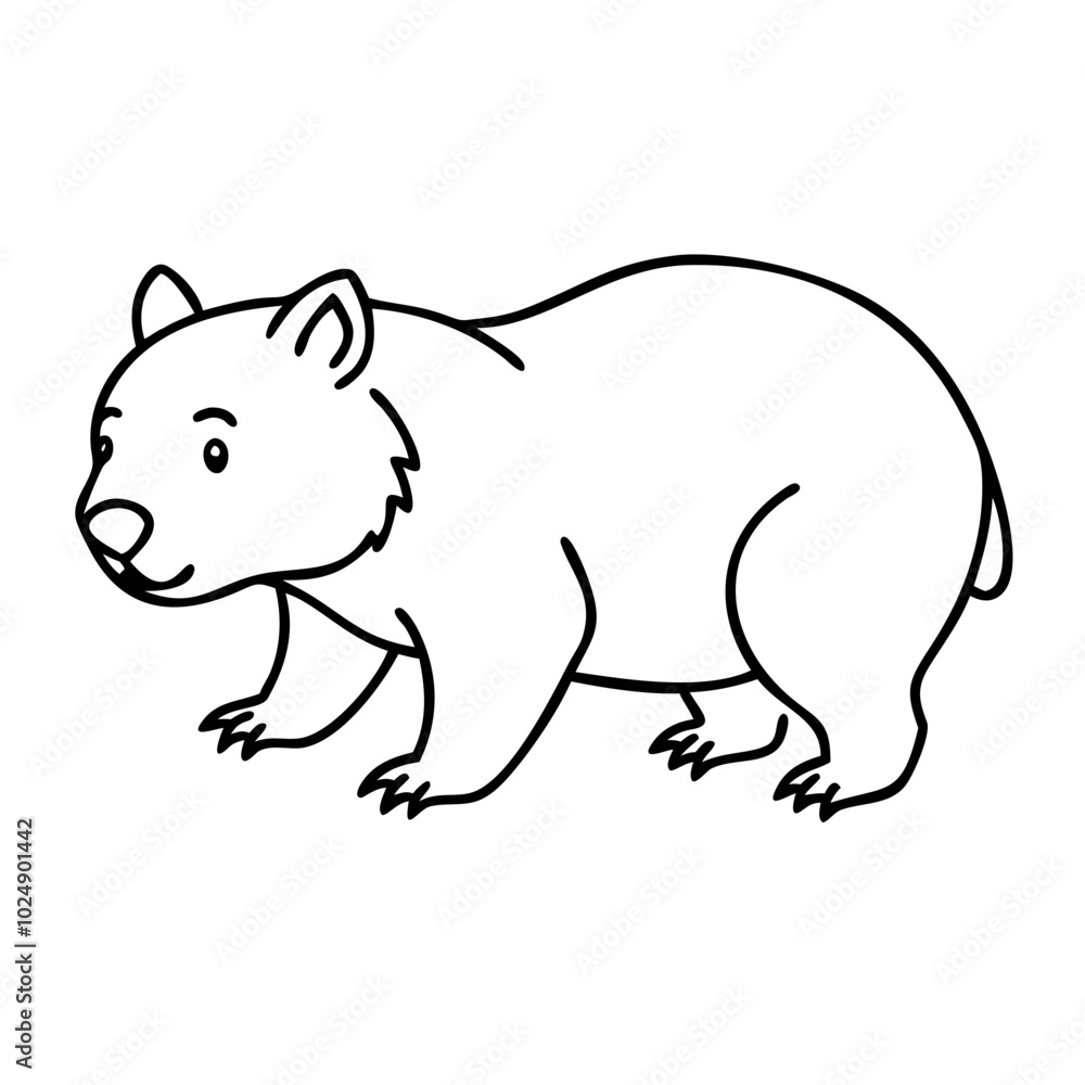 Cute Wombat Outline Illustration for Educational and Creative Projects Cute Wombat Outline Illustration for Educational and Creative Projects
