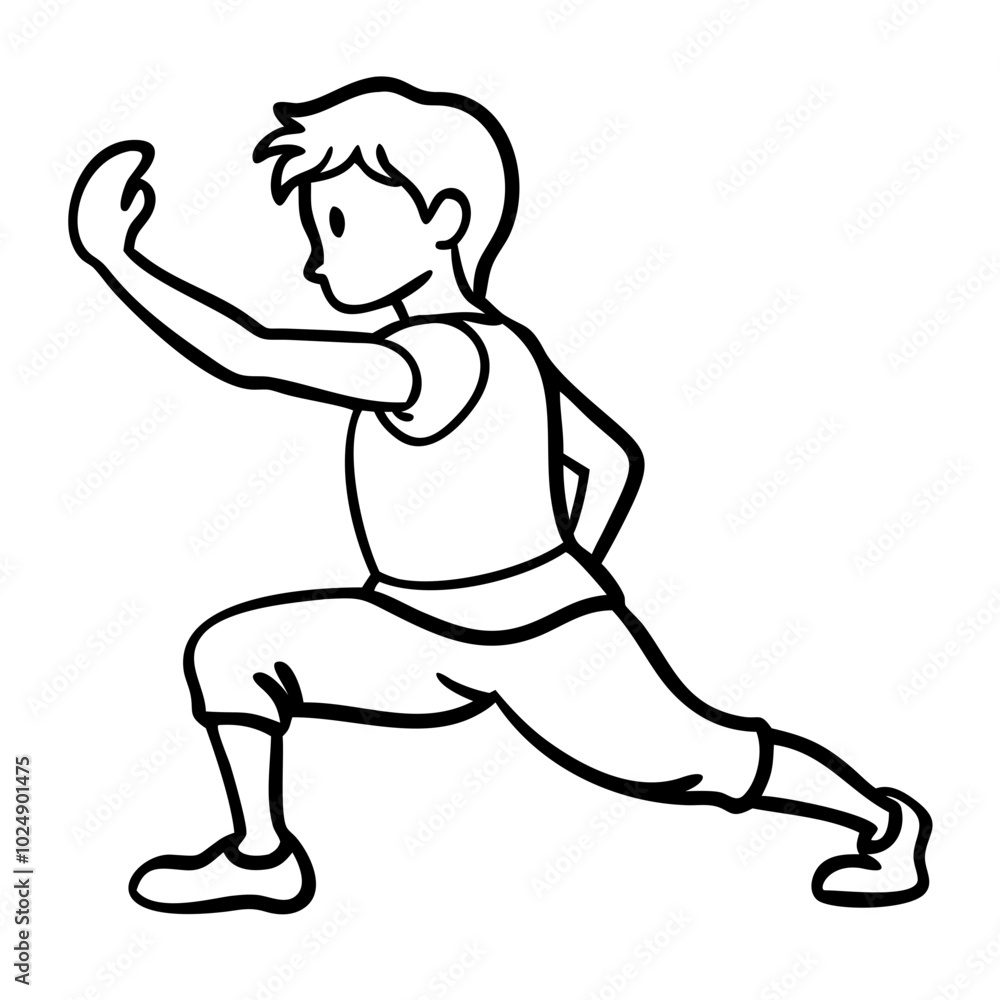 Cartoon Character Practicing Martial Arts Pose Vector Illustration Cartoon Character Practicing Martial Arts Pose Vector Illustration