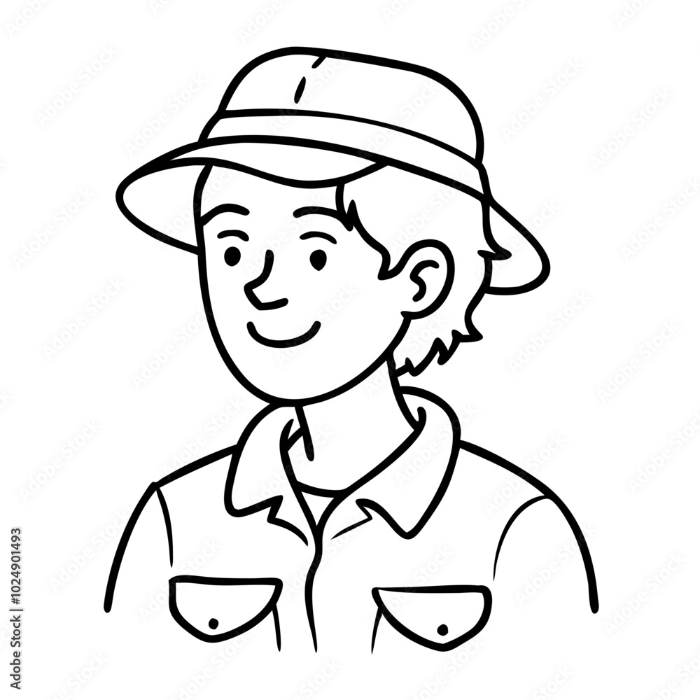 Cartoon Explorer Boy Wearing Hat Smiling Vector Illustration for Adventure Themes Cartoon Explorer Boy Wearing Hat Smiling Vector Illustration for Adventure Themes