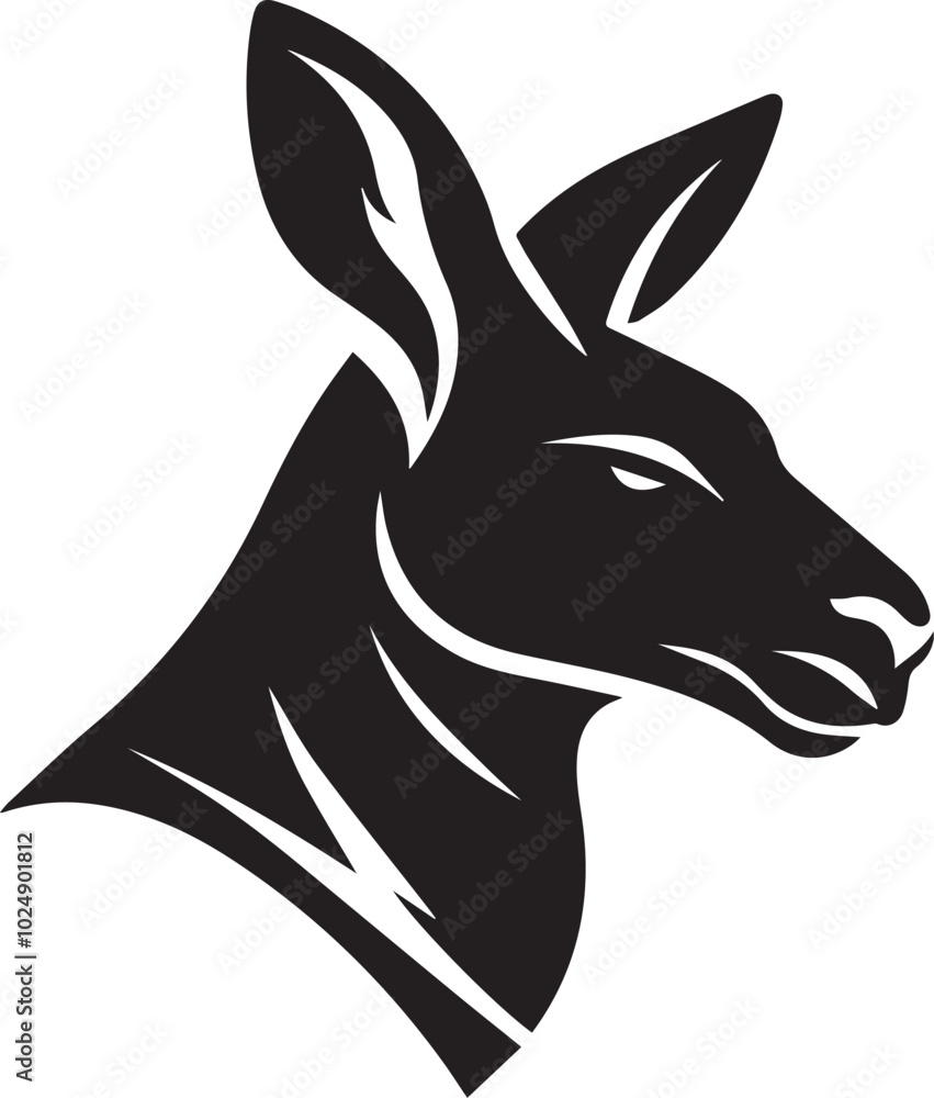 Naklejka premium Kangaroo head silhouette vector