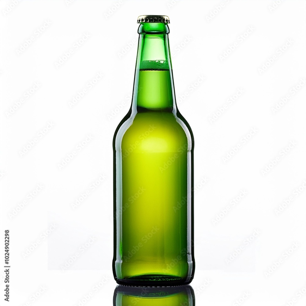 empty green glass bottle from beer isolated on white empty green glass bottle from beer isolated on white