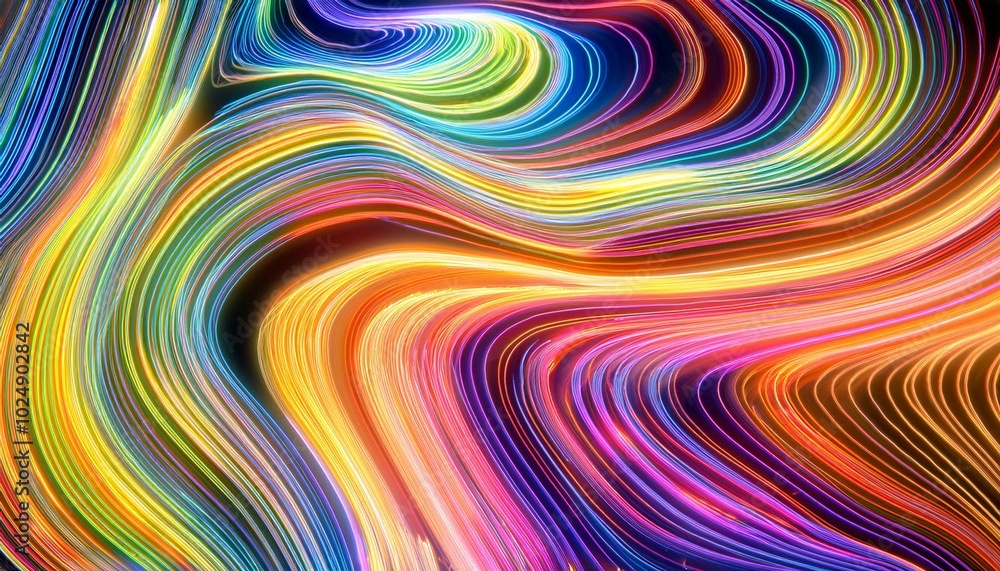 Fototapeta premium vibrant abstract background with wavy fluorescent colors in a modern fluxus style