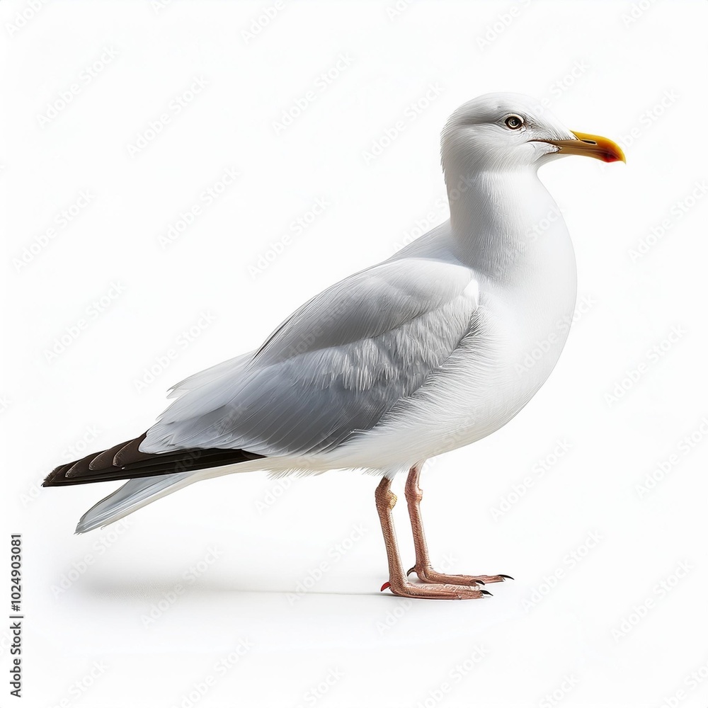 Fototapeta premium natural white seagull isolated on a white background aquatic animal