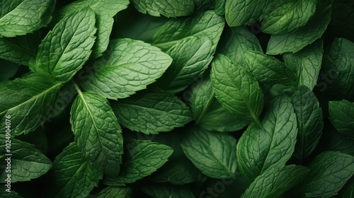 An overhead view of richly textured green leaves forming a dense, intricate pattern, exuding freshness, growth, and natural harmony.