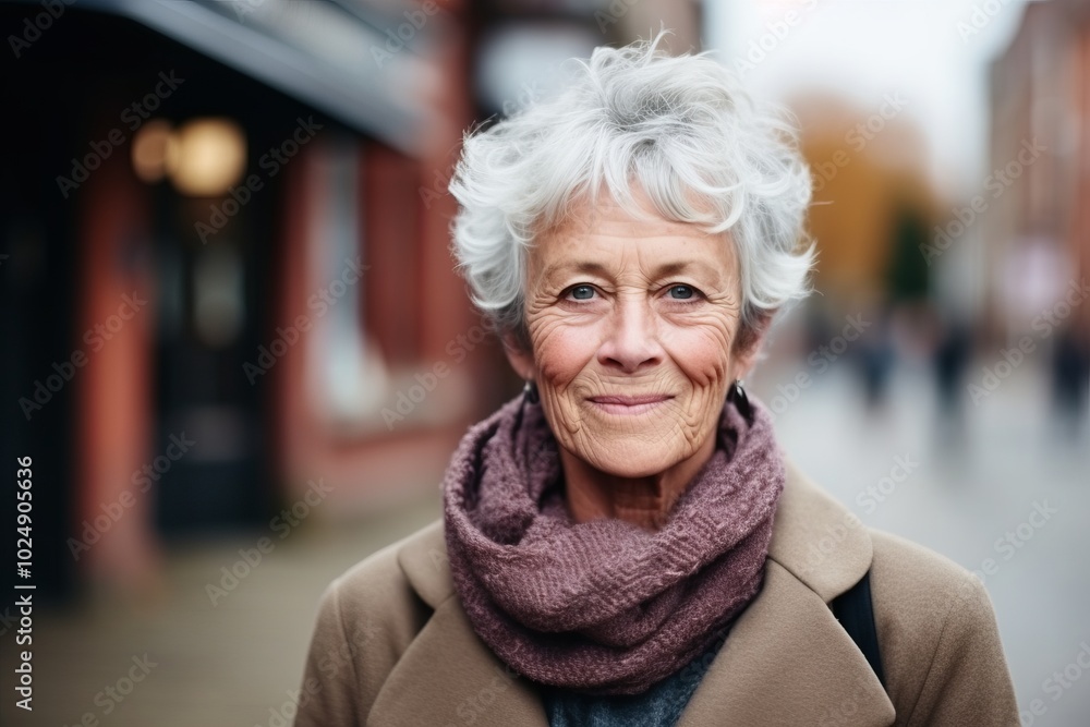 Portrait of a senior woman in the streets of the city. Portrait of a senior woman in the streets of the city.