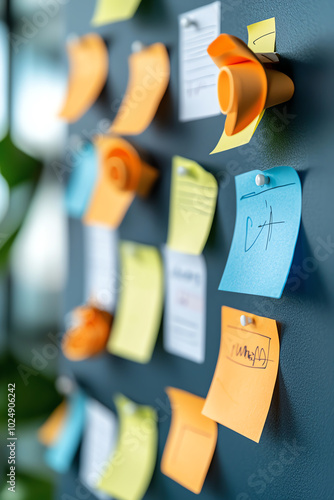 Wallpaper Mural A front view of a marketing team developing a new product launch plan, with sticky notes and timelines on the wall Torontodigital.ca