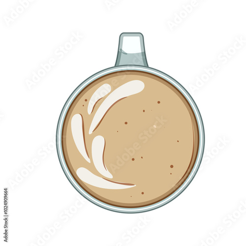 tulip latte art coffee cartoon. leaf crema, microfoam steaming, technique skill tulip latte art coffee sign. isolated symbol vector illustration