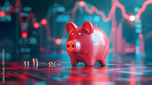 Smart Savings: Piggy Bank on a Banking Investment Background