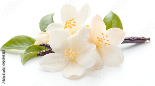 White vanilla flower isolated on white background