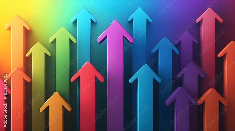 Upward 3D arrows symbolizing business growth and success, perfect for leadership and finance concept Upward 3D arrows symbolizing business growth and success, perfect for leadership and finance concept