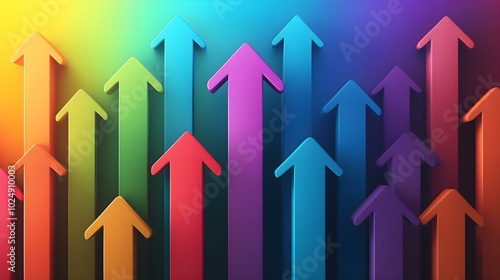 Upward 3D arrows symbolizing business growth and success, perfect for leadership and finance concept