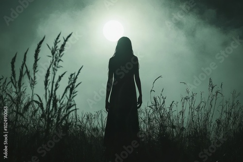 Mysterious Silhouette Against the Moonlight photo