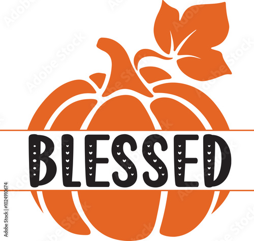 Thanksgiving blessed typography design on plain white transparent isolated background for card, shirt, hoodie, sweatshirt, apparel, card, tag, mug, icon, poster or badge