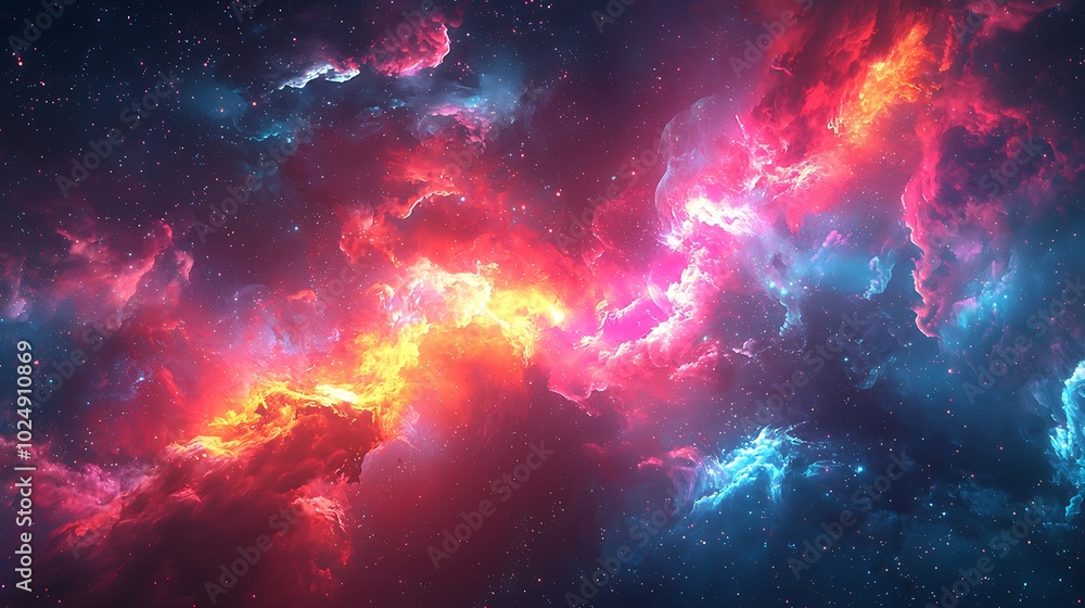Cosmic Nebula with Red Pink and Blue Clouds Stars and Space Background Cosmic Nebula with Red Pink and Blue Clouds Stars and Space Background