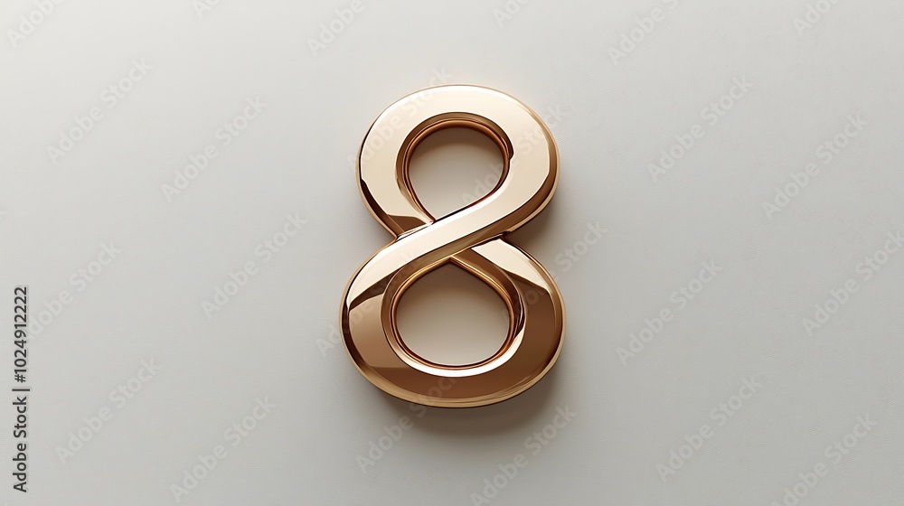 Golden Number 8 Infinity Symbol 3D Render Abstract Design Golden Number 8 Infinity Symbol 3D Render Abstract Design