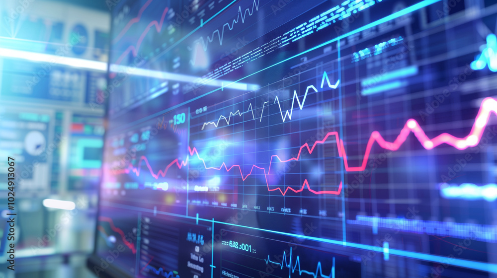 Close-up digital screen showing line graph with upward and downward trends, symbolizing cancer research progress and setbacks, medical charts and scientific symbols in background. Close-up digital screen showing line graph with upward and downward trends, symbolizing cancer research progress and setbacks, medical charts and scientific symbols in background.