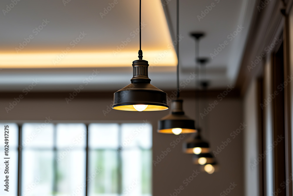 Obraz premium Design a country house with vaulted ceilings and rustic iron chandeliers