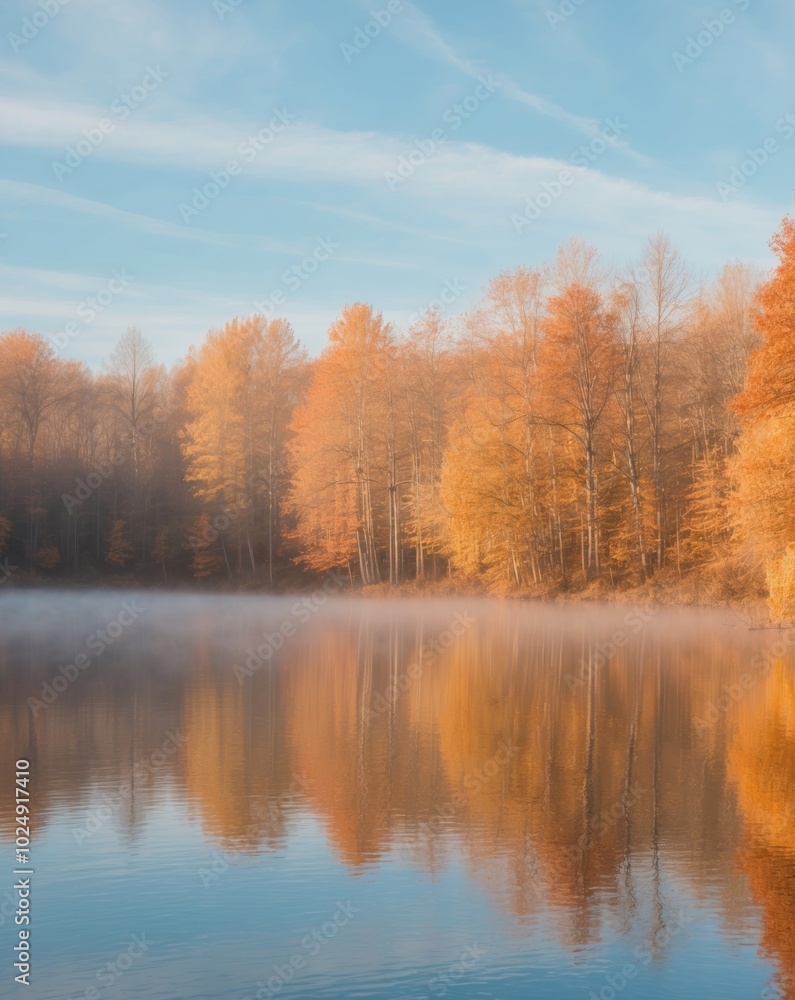 Serene Autumn Reflection in Tranquil Lake. Serene Autumn Reflection in Tranquil Lake.