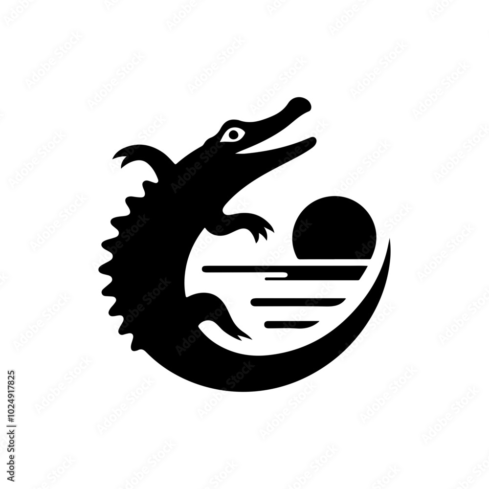crocodile simple logo icon silhouette monochrome black and white vector illustration, transparent background crocodile simple logo icon silhouette monochrome black and white vector illustration, transparent background