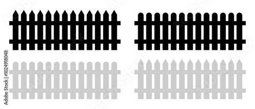 Two simplistic fence designs shown in black and gray