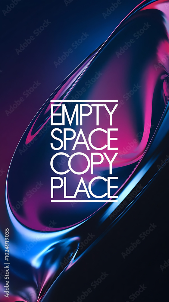 Fototapeta premium Abstract blue and pink liquid background with white text: Empty Space Copy Place. Modern design for website or social media. 