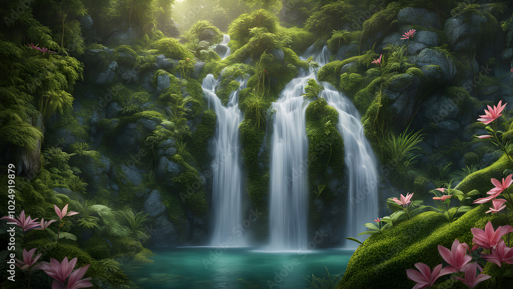 waterfall in the jungle waterfall in the jungle
