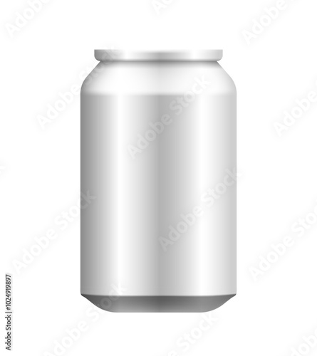 Aluminum can for drinks. Vector 3D clipart isolated on white background.
