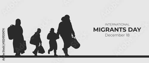 International migrant day.Vector illustration with migrant silhouettes.