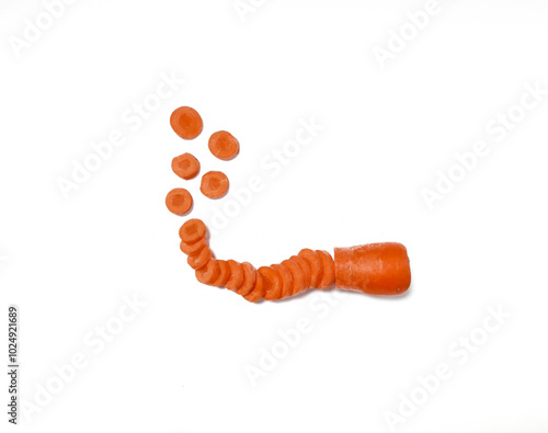 Slices of Fresh carrots on isolated white background photo