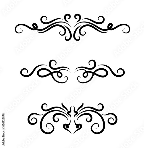 Calligraphic ornamental element collection art