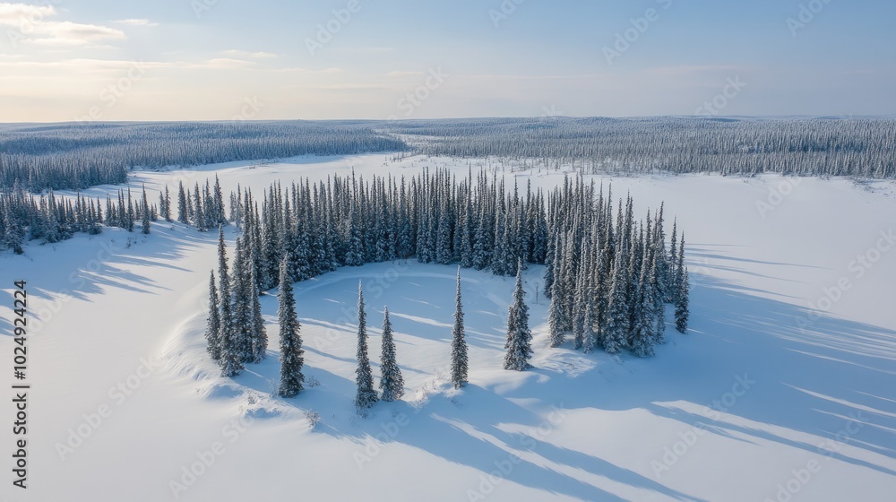 Serene Winter Landscape with Pine Trees and Snow Serene Winter Landscape with Pine Trees and Snow
