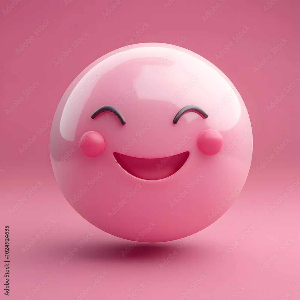 Fototapeta premium A smiling emoji with rosy cheeks and a content expression