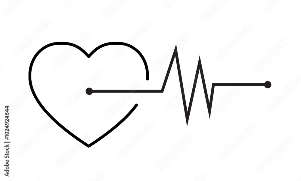 Heartbeat icon on white background. Pulse line icon. Heartbeat icon on white background. Pulse line icon.