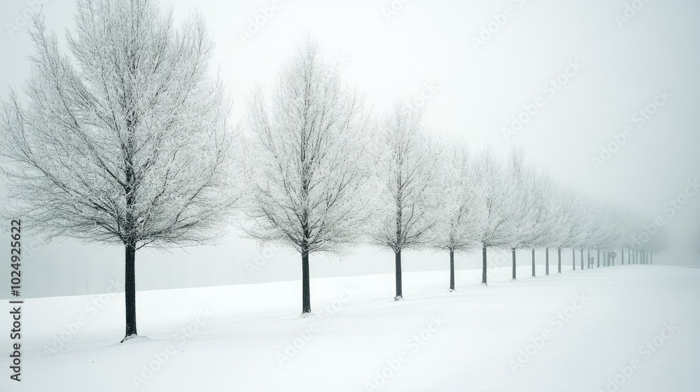 Obraz premium Frosty Trees in Winter Landscape