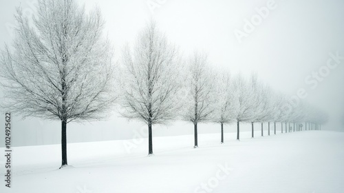 Frosty Trees in Winter Landscape