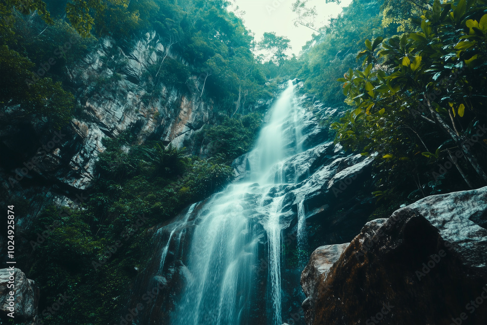 waterfall in the tropical forest waterfall in the tropical forest