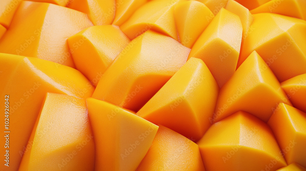 Freshly chopped mango cubes arranged in a bright pattern on a kitchen countertop Freshly chopped mango cubes arranged in a bright pattern on a kitchen countertop