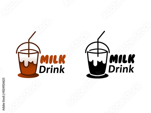 milk shake logo simple unique line