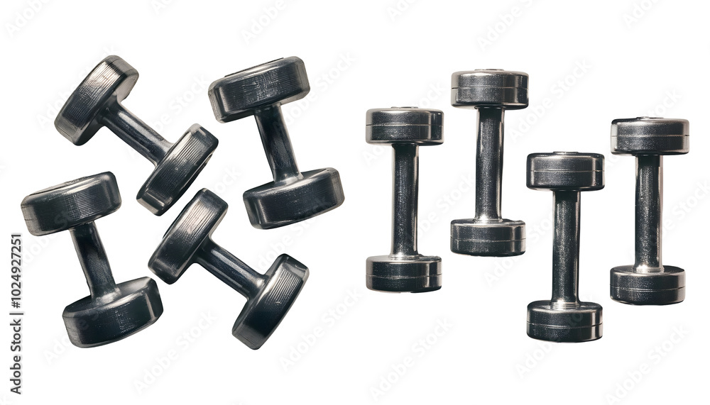Dumbbell Set is Isolated on a Transparent Background