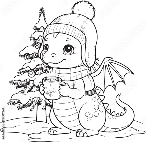 Dragons with line  Art Dragon Coloring Page Vector and Line art