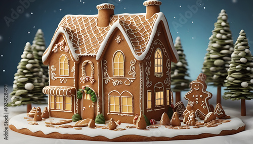 Gingerbread house with Christmas decoration. Christmas house decorative house photo