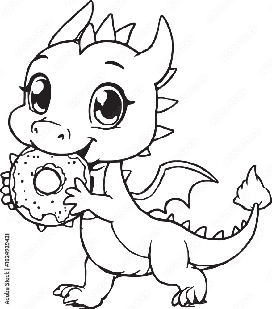 Fototapeta premium Dragons with line Art Dragon Coloring Page Vector and Line art