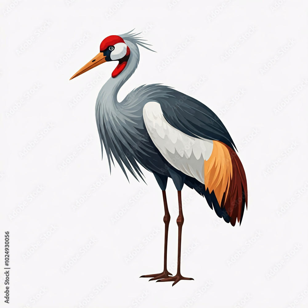 gray crowned crane bird illustration with white background gray crowned crane bird illustration with white background