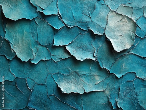 A close up of a blue paint peeling off of a wall photo