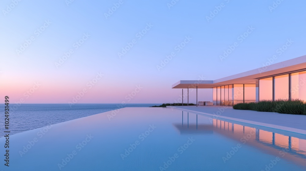 modern luxury villa with infinity pool overlooking ocean at sunset modern luxury villa with infinity pool overlooking ocean at sunset
