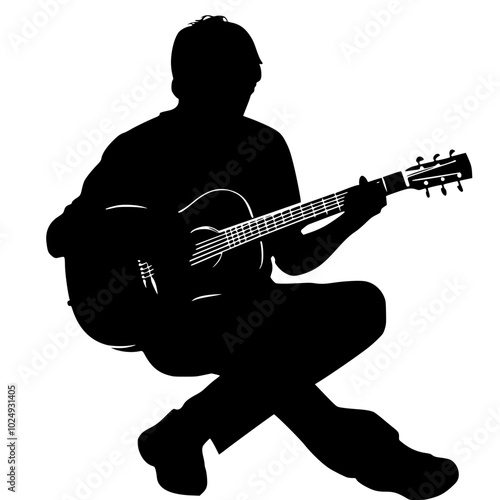 "Silhouette of Man in Suit Playing Electric Guitar"

