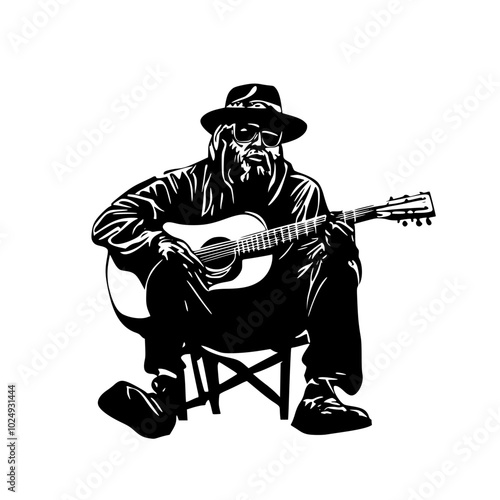 "Silhouette of Man in Suit Playing Electric Guitar"

