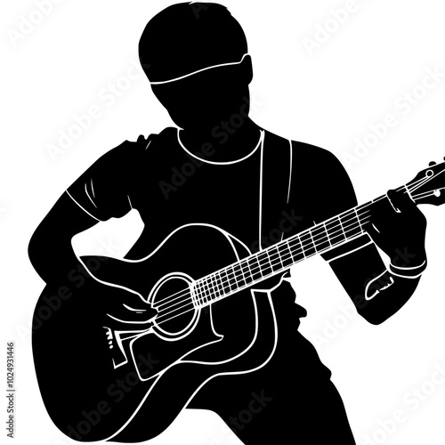 "Silhouette of Man in Suit Playing Electric Guitar"

